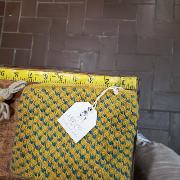 Anthropologie French Knot Wool Clutch Zipper Purse Bag 8x5” Be Kind with Tags - Picture 4 of 4